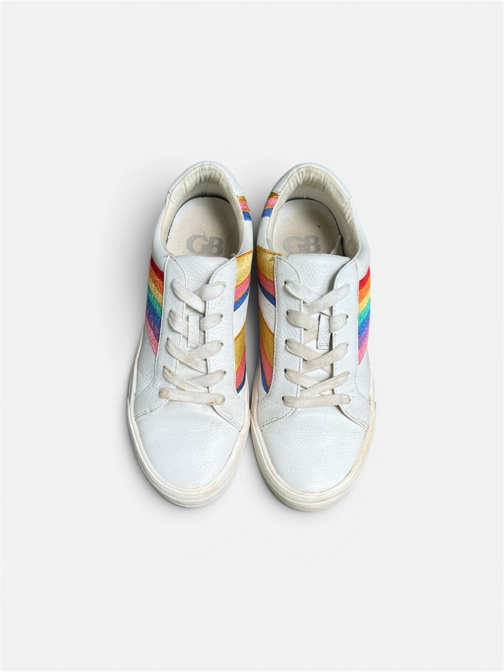 Gianni Bini "Day Dreamin" Rainbow White Leather Sneaker in White Sz 6 1/2 - Picture 3 of 9